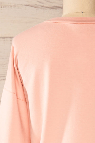 Boxy Blush Pink Crewneck Sweater | La petite garçonne back close-up