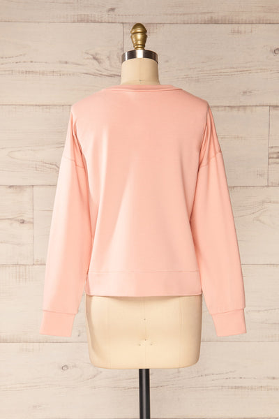 Boxy Blush Pink Crewneck Sweater | La petite garçonne back view