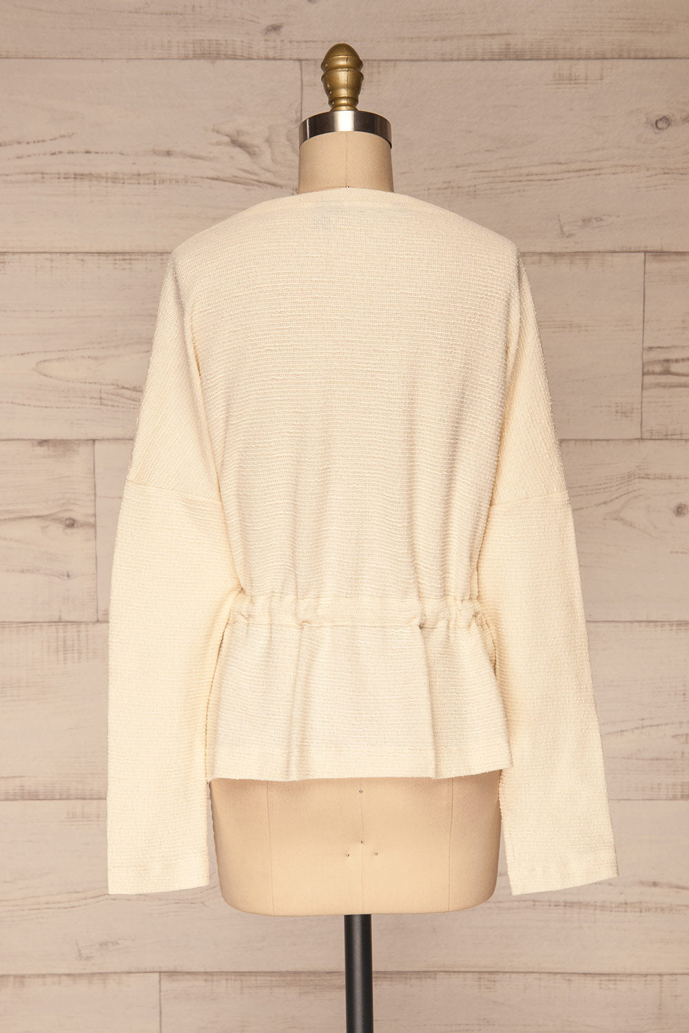 Branwen Light Beige Tweed Top w/ Tie Rope back view | La petite garçonne