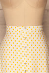 Bratsk White Buttoned Skirt w/ Polka Dots | La petite garçonne front close-up