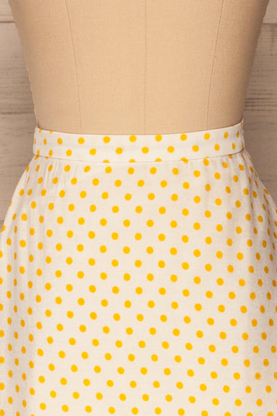 Bratsk White Buttoned Skirt w/ Polka Dots | La petite garçonne back close-up