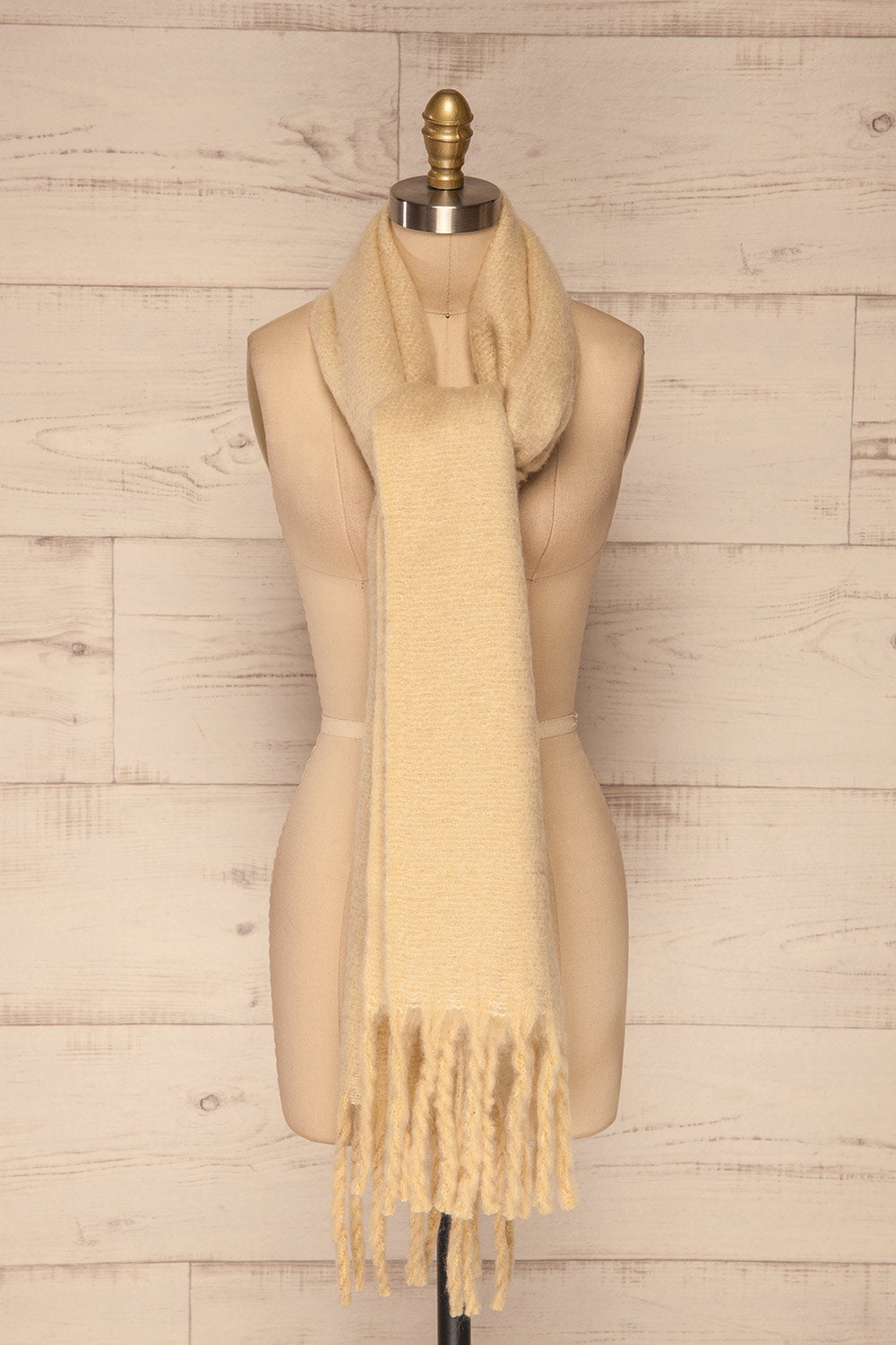 Bredevoort Beige Soft Knit Scarf w/ Fringe knot | La Petite Garçonne