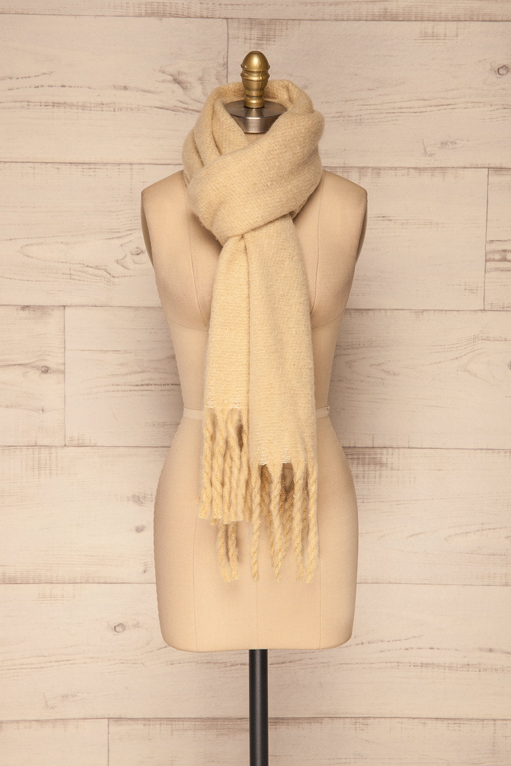 Bredevoort Beige Soft Knit Scarf w/ Fringe | La Petite Garçonne