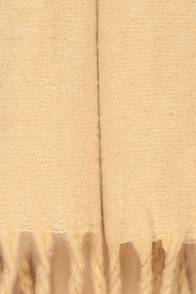 Bredevoort Beige Soft Knit Scarf w/ Fringe fabric close up | La Petite Garçonne