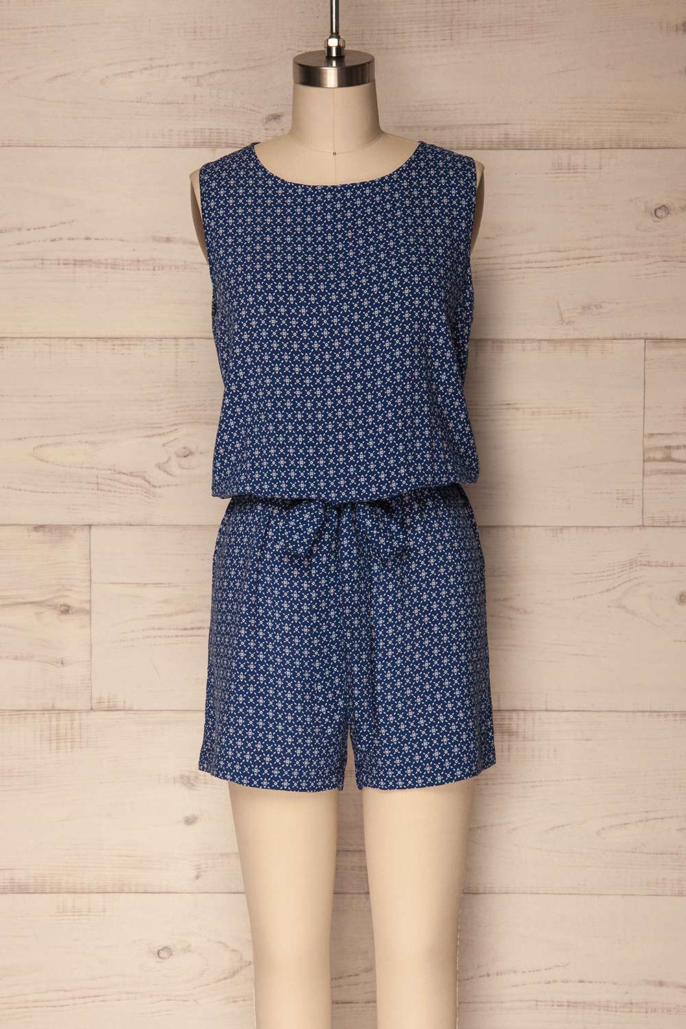 Breim Star Blue & White Sleeveless Romper | La Petite Garçonne