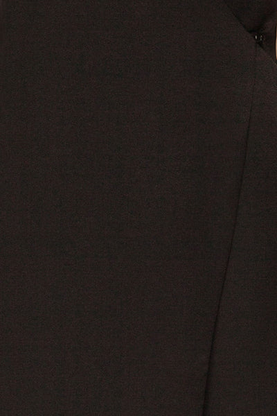 Brescia Black Short Sleeve Wrap Romper fabric | La petite garçonne