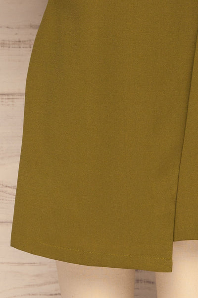 Brescia Olive Short Sleeve Wrap Romper skirt | La petite garçonne