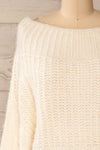 Briansk White Fuzzy Cropped Sweater | La petite garçonne front close-up
