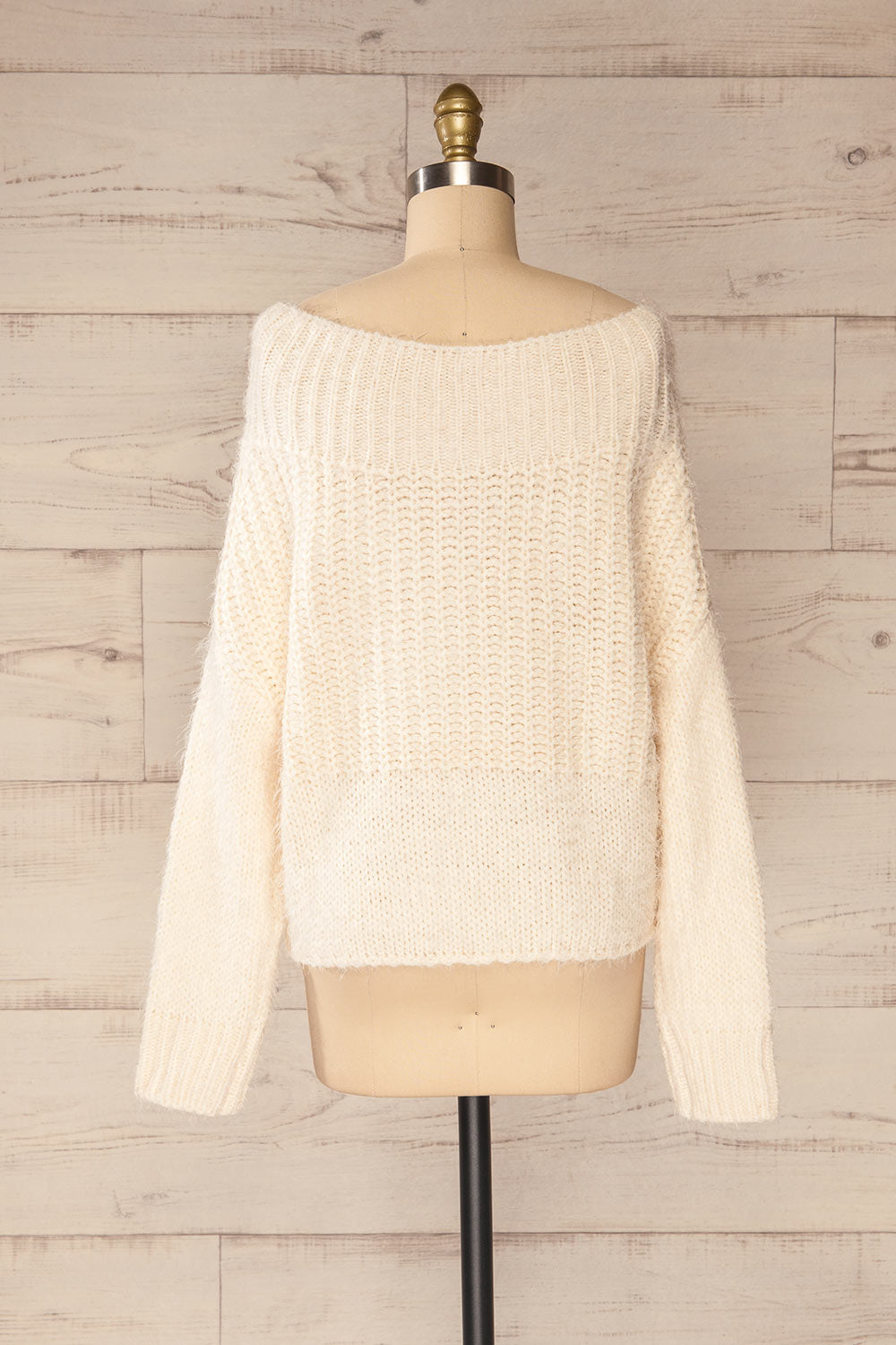 Briansk White Fuzzy Cropped Sweater | La petite garçonne back view 