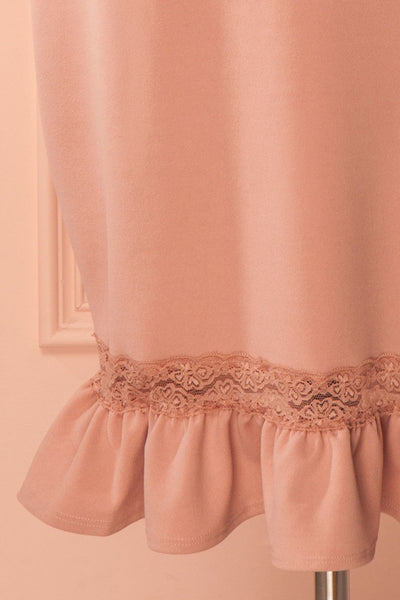 Brice Sweet Dusty Pink Lace & Frills Cocktail Dress | Boutique 1861