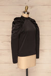 Bridgen Noir Black Long Sleeved Silky Top | SIDE VIEW | La Petite Garçonne