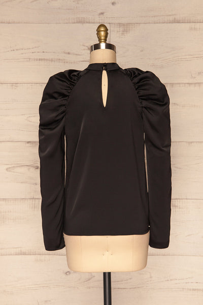 Bridgen Noir Black Long Sleeved Silky Top | BACK VIEW | La Petite Garçonne