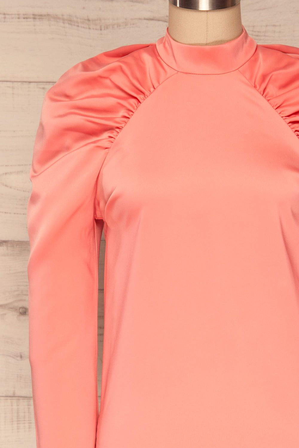 Bridgen Rose Pink Long Sleeved Silky Top | FRONT CLOSE UP | La Petite Garçonne