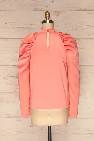 Bridgen Rose Pink Long Sleeved Silky Top | BACK VIEW | La Petite Garçonne