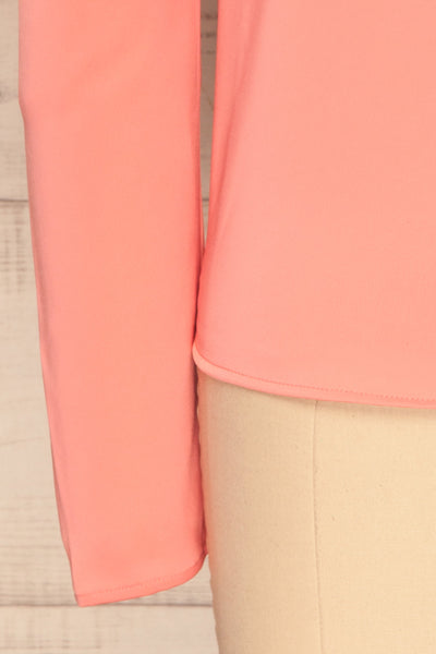 Bridgen Rose Pink Long Sleeved Silky Top | BOTTOM  CLOSE UP | La Petite Garçonne