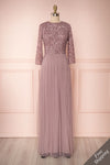 Brielle Lilac Sequin Flare Gown | Robe longue front view FS | Boutique 1861