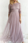 Brielle Lilac Sequin Flare Gown | Boutique 1861 on model
