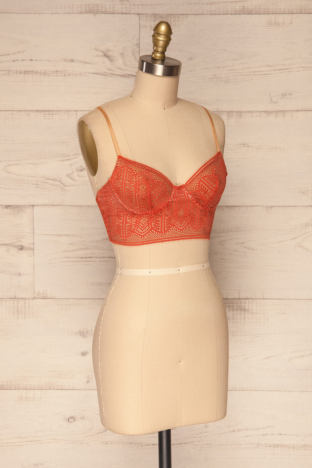 Brisy Orange & Beige Lace & Mesh Bra | La Petite Garçonne Chpt. 2 side view 