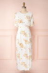 Briwate White Floral Short Sleeve Midi Dress | Boutique 1861 front view