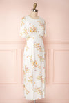 Briwate White Floral Short Sleeve Midi Dress | Boutique 1861 side view