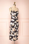 Brooke Black Floral Midi Slip Dress | Boutique 1861 side view