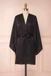 Bryna Black Satin Kimono | Boudoir 1861 front view