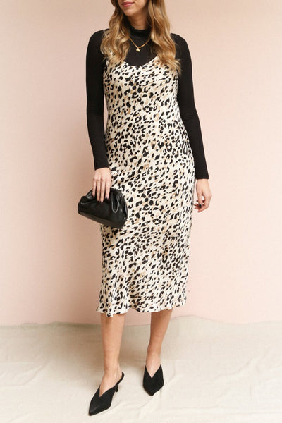 Brynja Leopard Print Slip Dress | Robe | La Petite Garçonne on model
