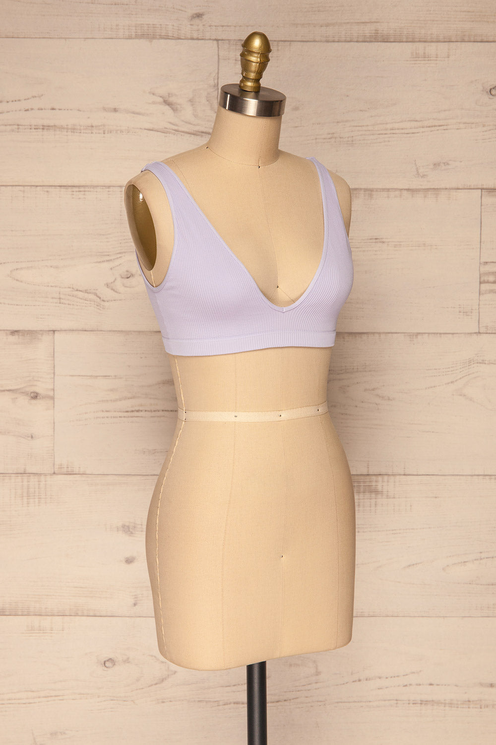 Budva Lilac Stretchable Embossed Bralette | La petite garçonne side view 