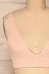Budva Pink Stretchable Embossed Bralette | La petite garçonne front close-up