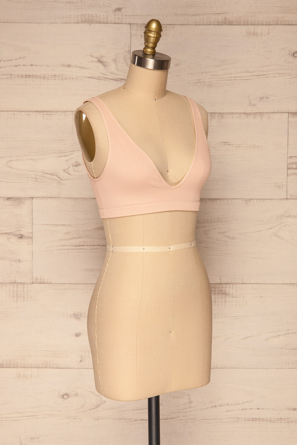 Budva Pink Stretchable Embossed Bralette | La petite garçonne side view