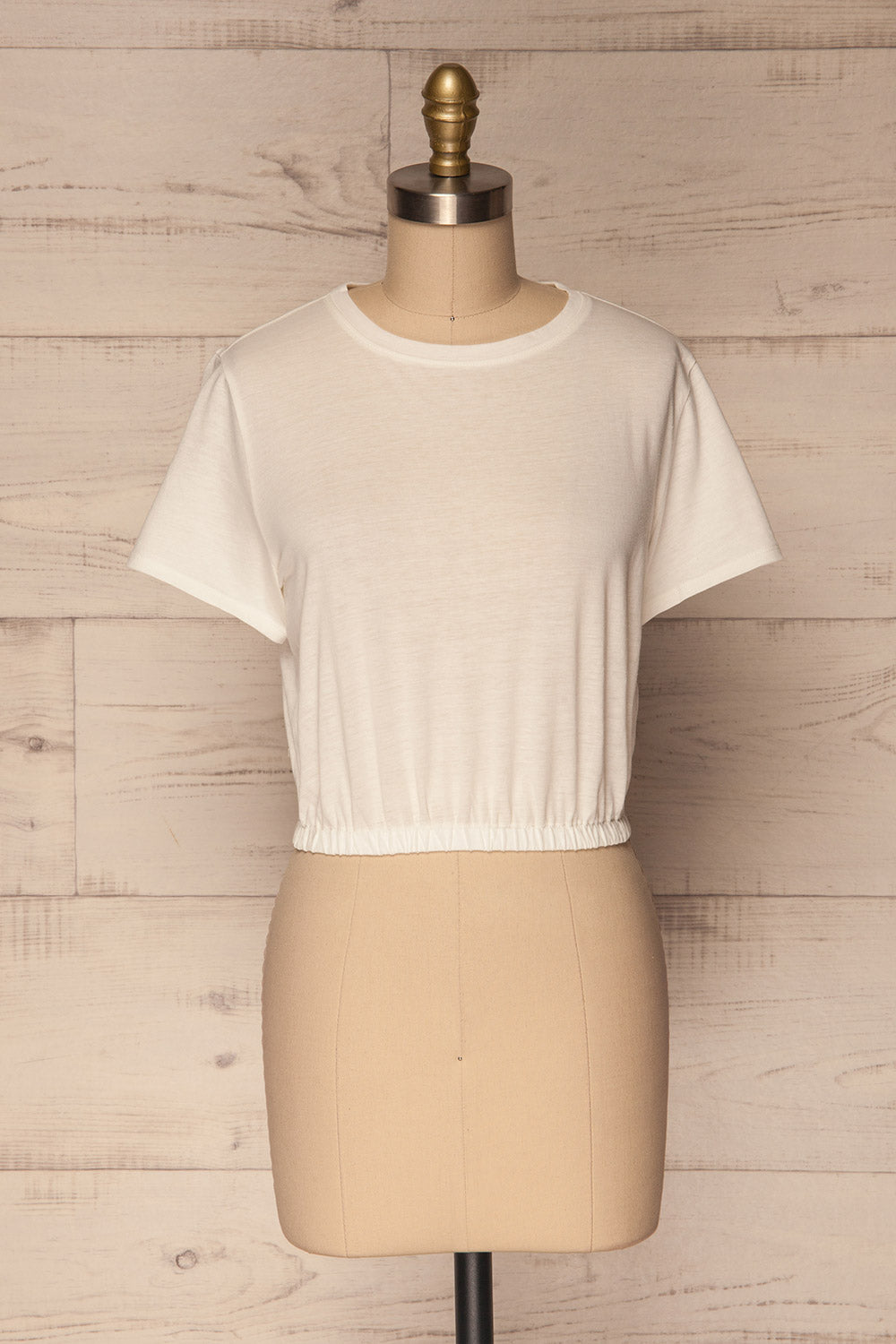 Buk Blanc White Cropped T-Shirt w Elastic Waist | La Petite Garçonne 1