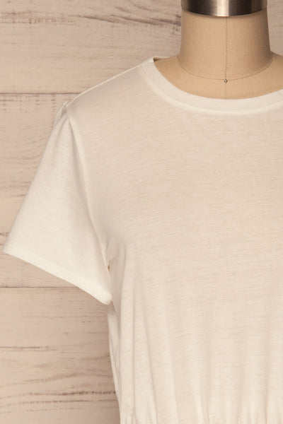 Buk Blanc White Cropped T-Shirt w Elastic Waist | La Petite Garçonne 2