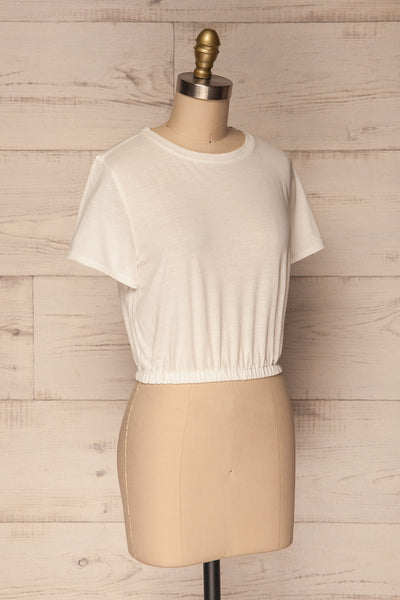 Buk Blanc White Cropped T-Shirt w Elastic Waist | La Petite Garçonne 3