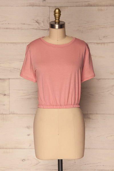 Buk Rose Pink Cropped T-Shirt w Elastic Waist | La Petite Garçonne 1