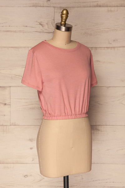 Buk Rose Pink Cropped T-Shirt w Elastic Waist | La Petite Garçonne 3