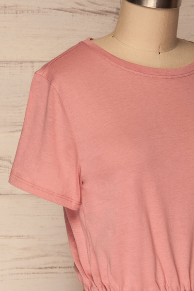 Buk Rose Pink Cropped T-Shirt w Elastic Waist | La Petite Garçonne 4