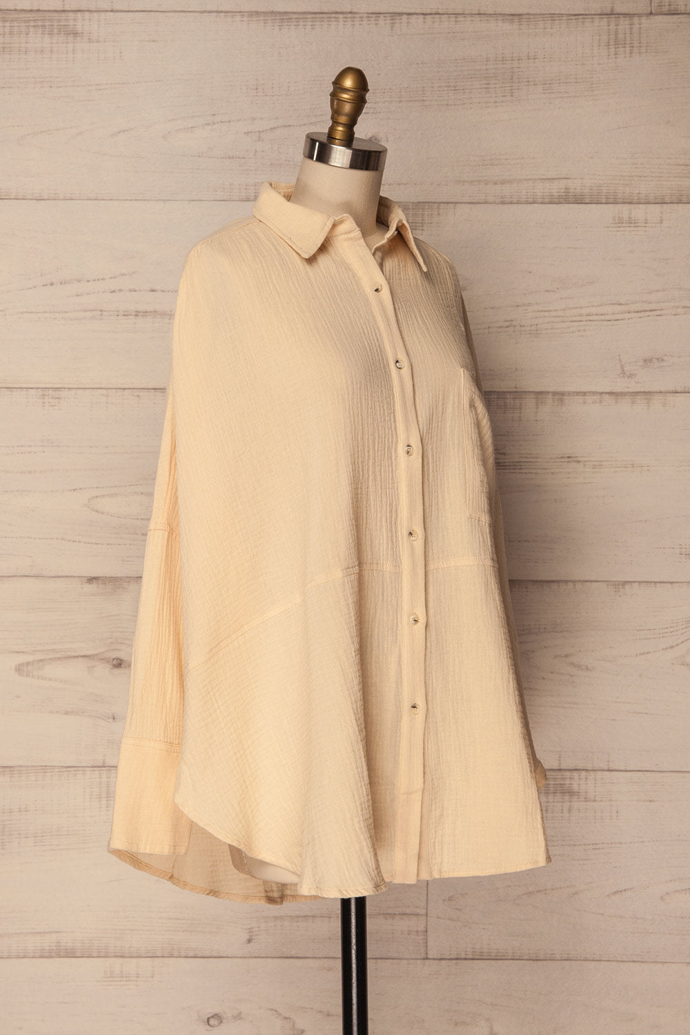 Buken Sand Cream Oversized Button-Up Shirt | La Petite Garçonne 3