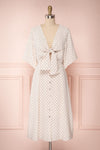Bunna Day Beige & Navy Polka Dot Midi Dress | Boutique 1861