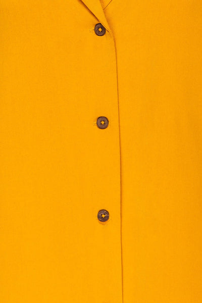 Buzau Mustard Buttoned Loose Top fabric | La petite garçonne