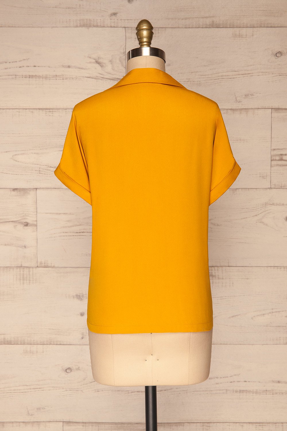 Buzau Mustard Buttoned Loose Top back view | La petite garçonne