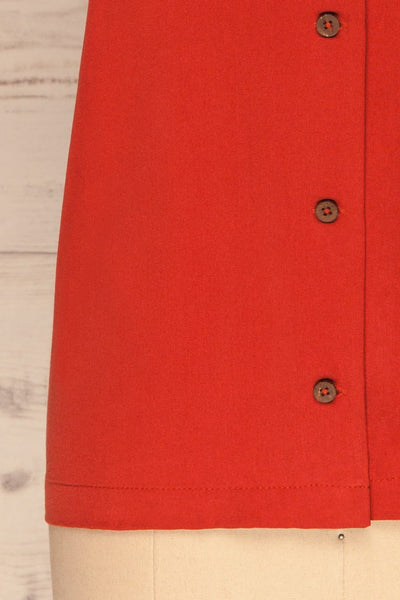 Buzau Red Buttoned Short Sleeved Top bottom | La petite garçonne