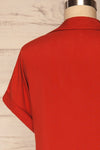 Buzau Red Buttoned Short Sleeved Top back close up | La petite garçonne