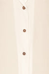 Buzau White Buttoned Short Sleeved Top fabric | La petite garçonne