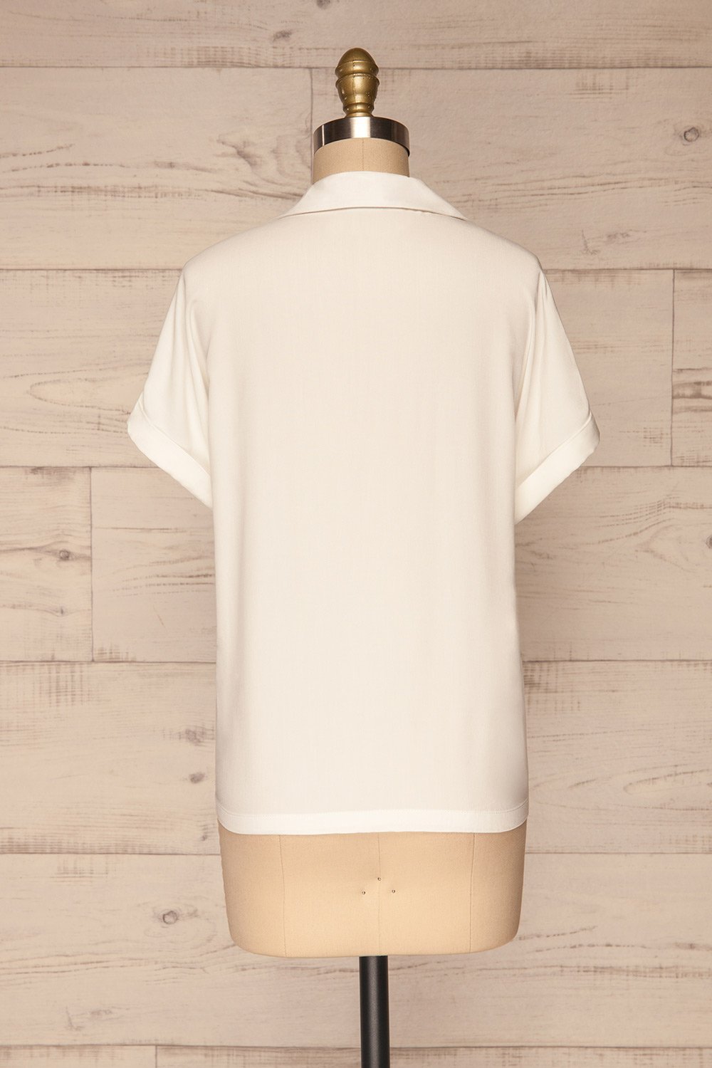 Buzau White Buttoned Short Sleeved Top back view | La petite garçonne