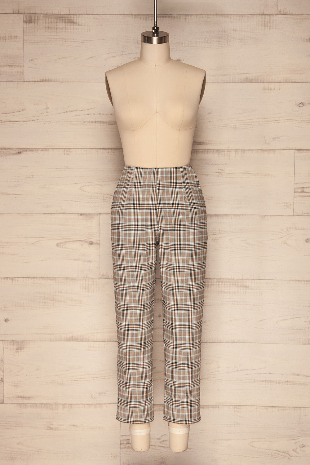 Byzcyna Beige & Black Plaid Pants  | FRONT VIEW | La Petite Garçonne