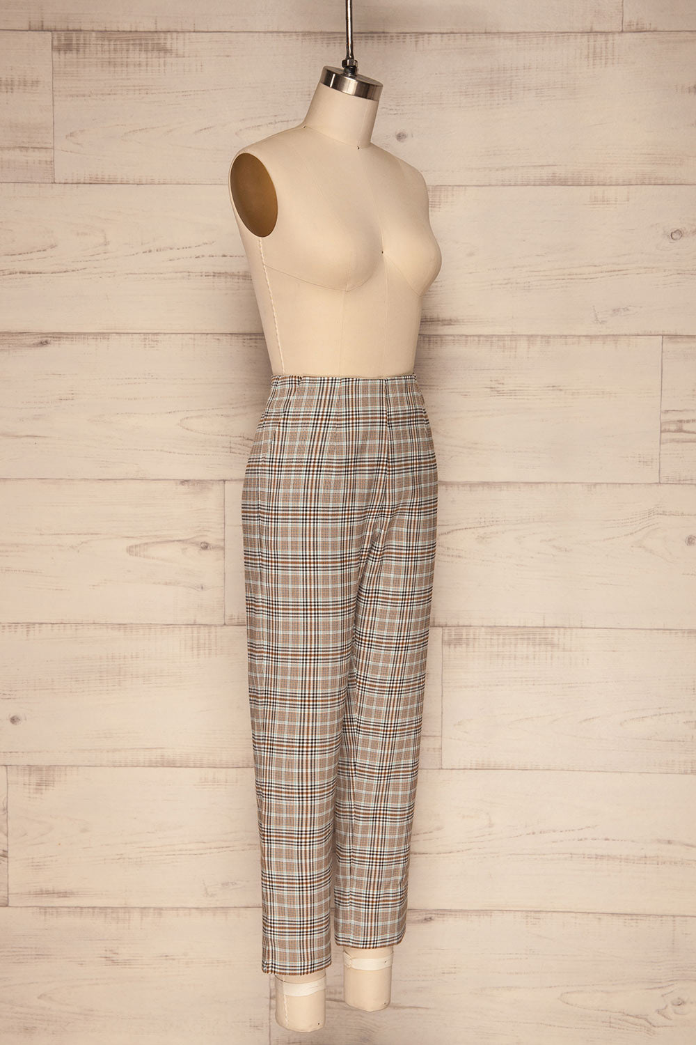 Byzcyna Beige & Black Plaid Pants  | SIDE VIEW  | La Petite Garçonne