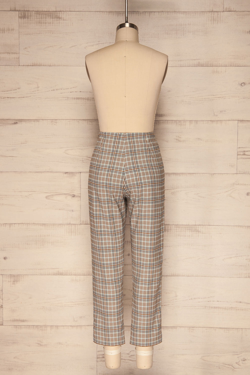 Byzcyna Beige & Black Plaid Pants  | BACK VIEW | La Petite Garçonne