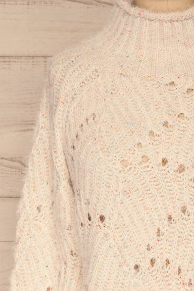 Cachipirca Mock Neck Knit Sweater | La petite garçonne front close-up