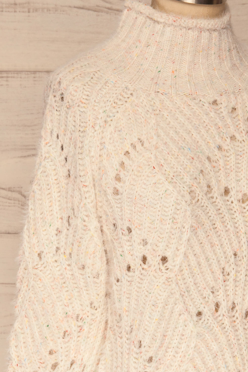 Cachipirca Mock Neck Knit Sweater | La petite garçonne side close-up