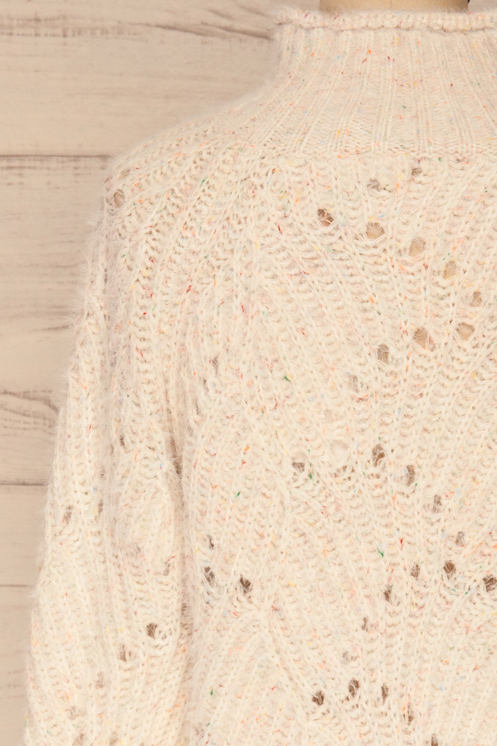 Cachipirca Mock Neck Knit Sweater | La petite garçonne back close-up